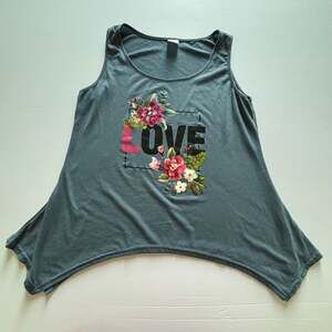 LOVE Floral Sleeveless Tank Top Tunic - Size L/XL